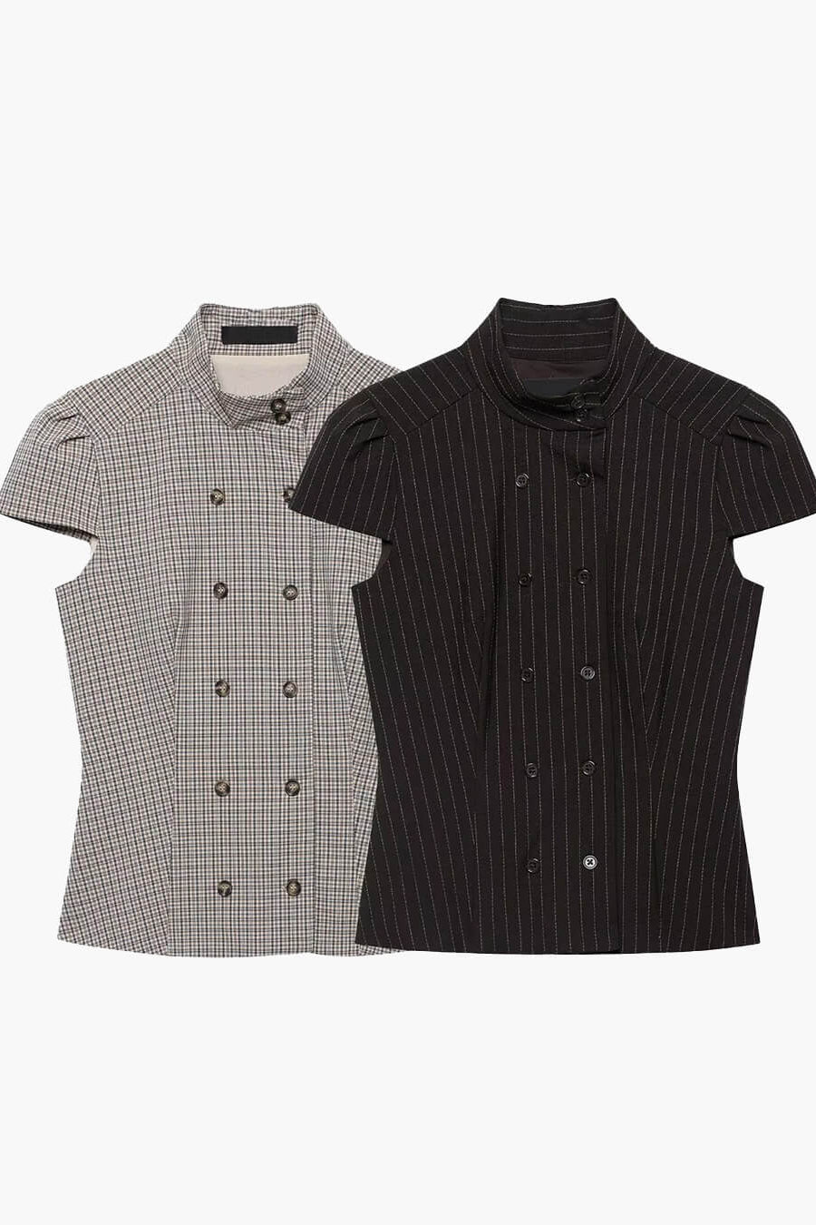 ZEYA - Lola Plaid High Neck Fitted Blouse