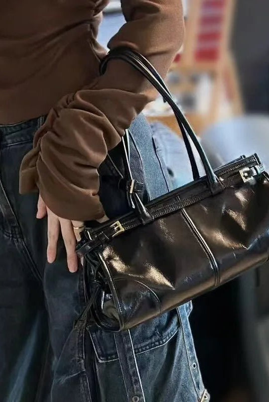 ZEYA - Lorena Leather Shoulder Bag with Belt Detail