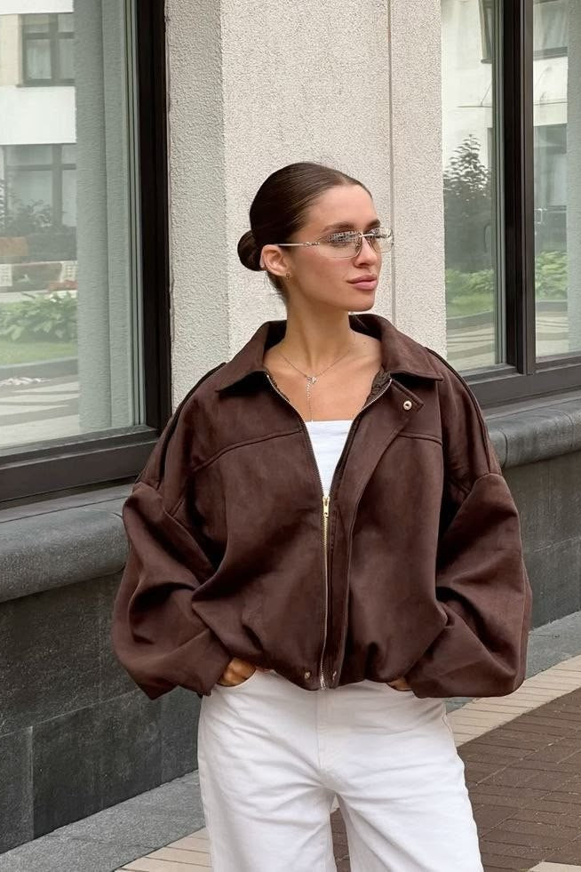 ZEYA - Lori Suede Bomber Jacket