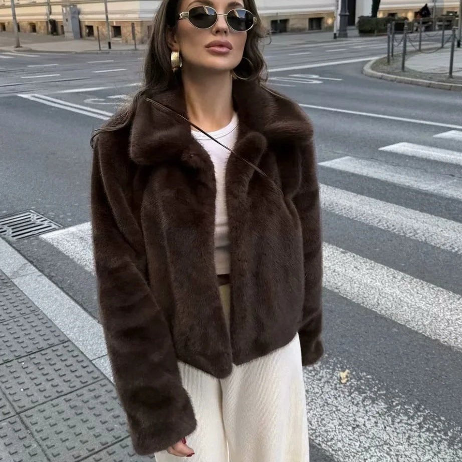ZEYA - Maddie Short Faux Fur Collared Coat