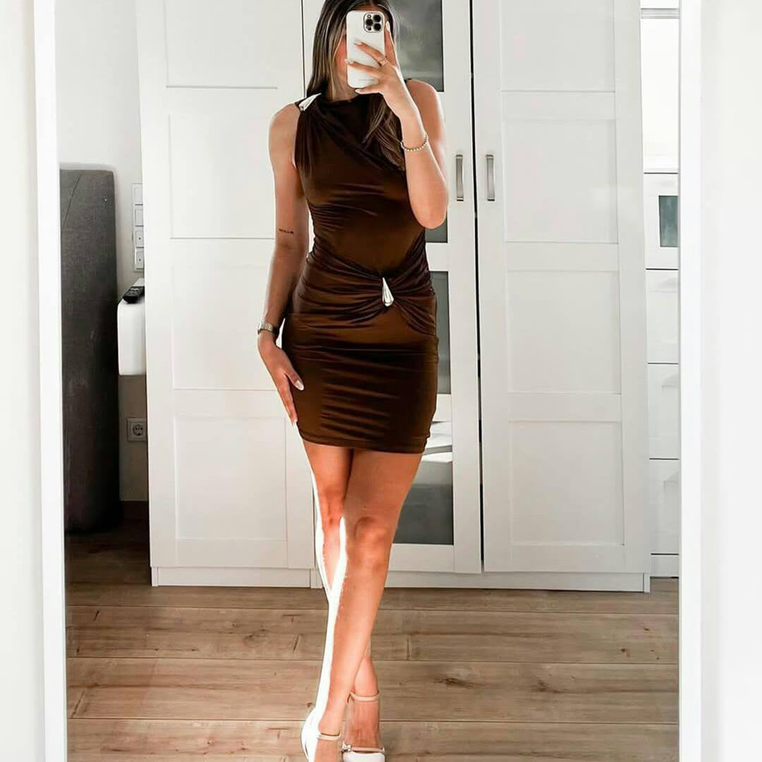 ZEYA - Margaret Mini Dress with Gold Detail