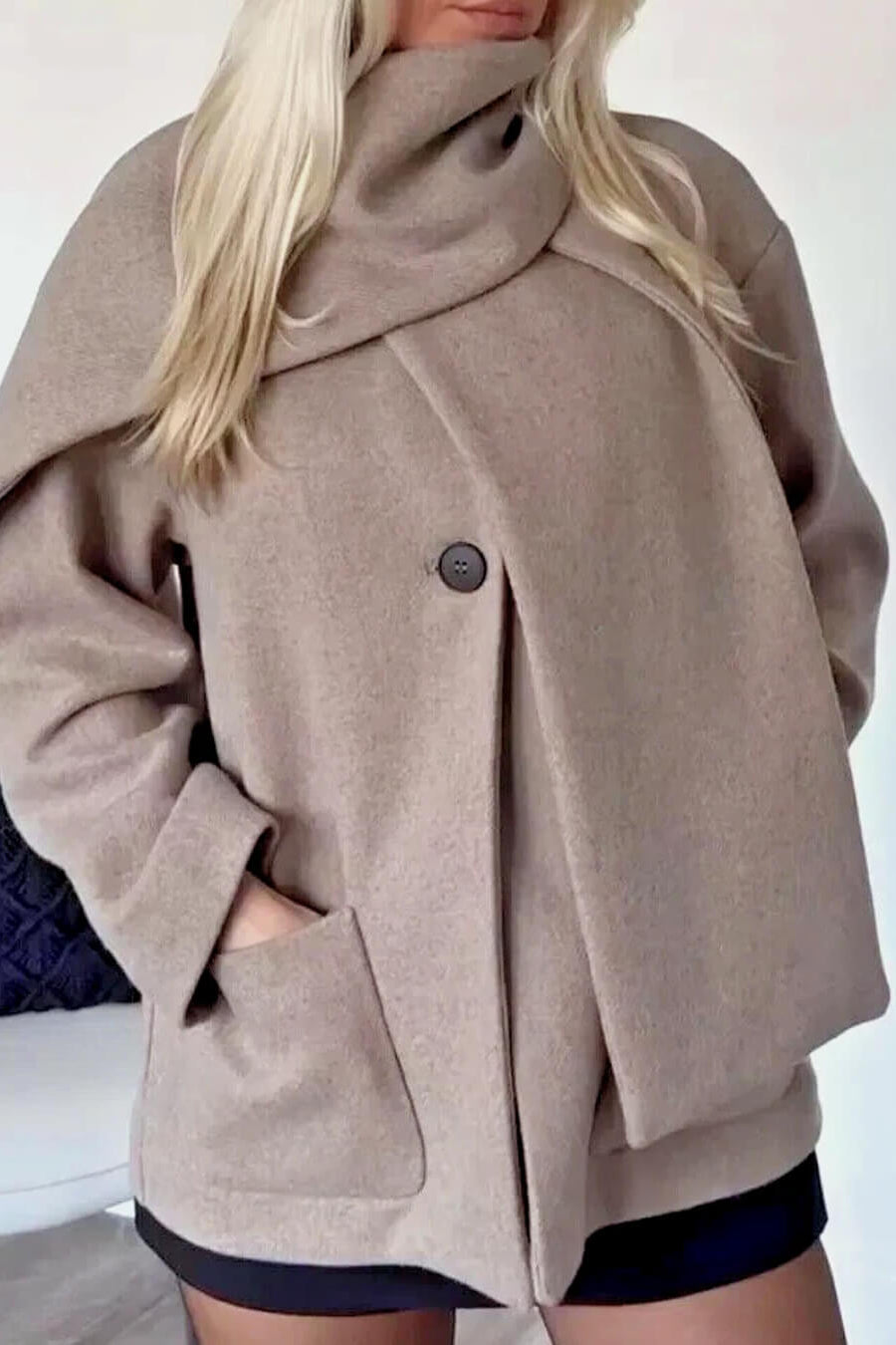 ZEYA - Marisol Faux Wool Coat with Scarf