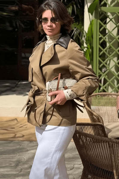 ZEYA - Mary Contrast Collar Belted Trench Coat