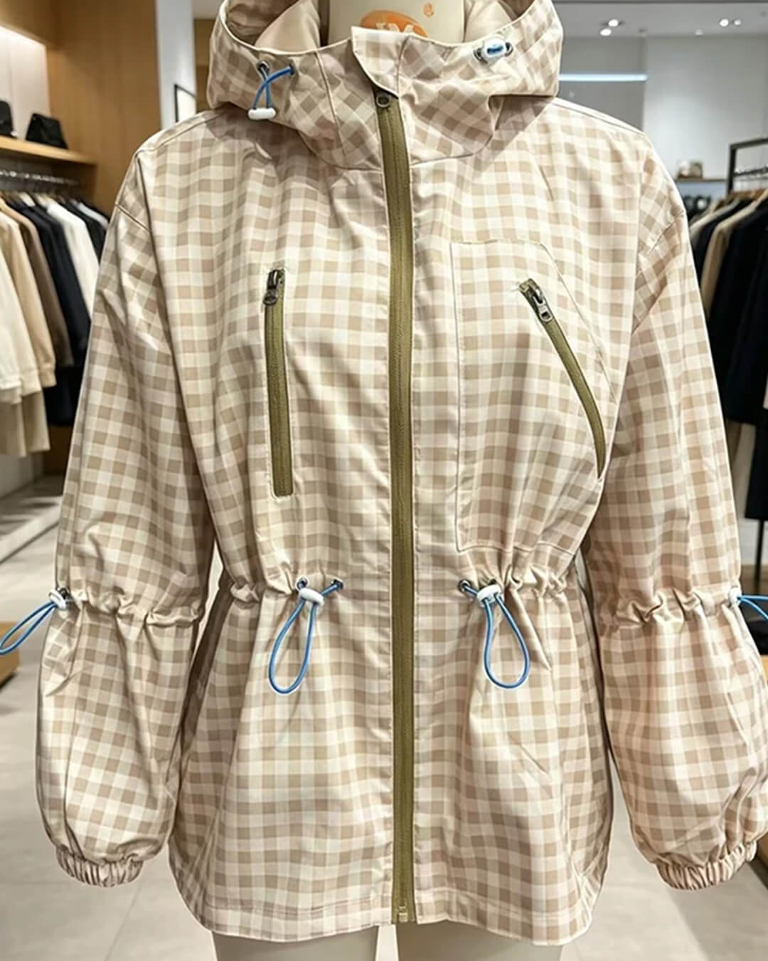 ZEYA - Miriam Plaid Hooded Trench Jacket