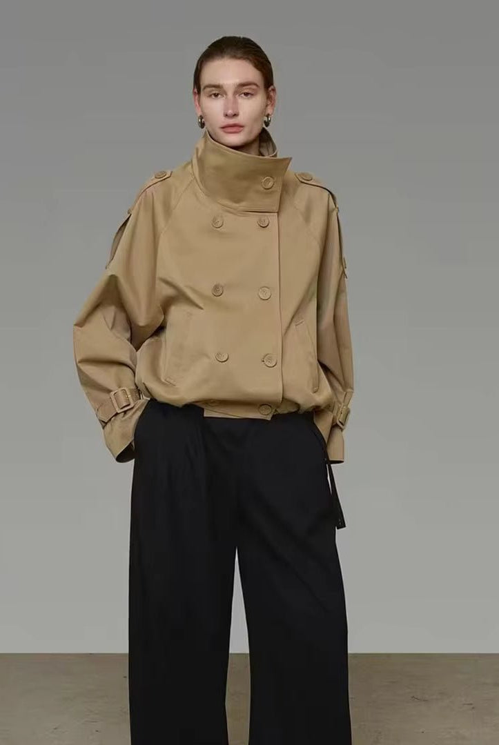 ZEYA - Natalie High Funnel Neck Cropped Trench Jacket