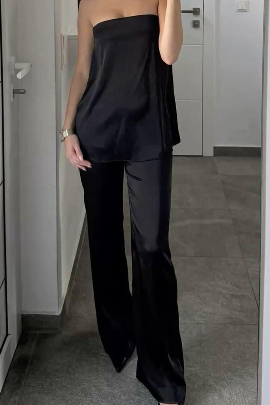 ZEYA - Nenita Wide Leg Satin Trousers