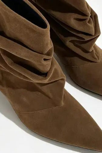 ZEYA - Nina Faux Suede Ruched Ankle Boots