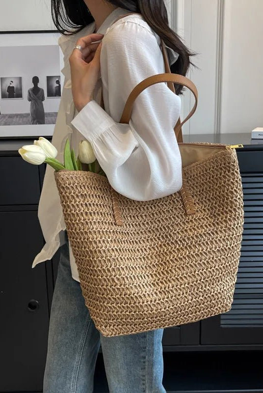 ZEYA - Nora Woven Straw Beach Tote
