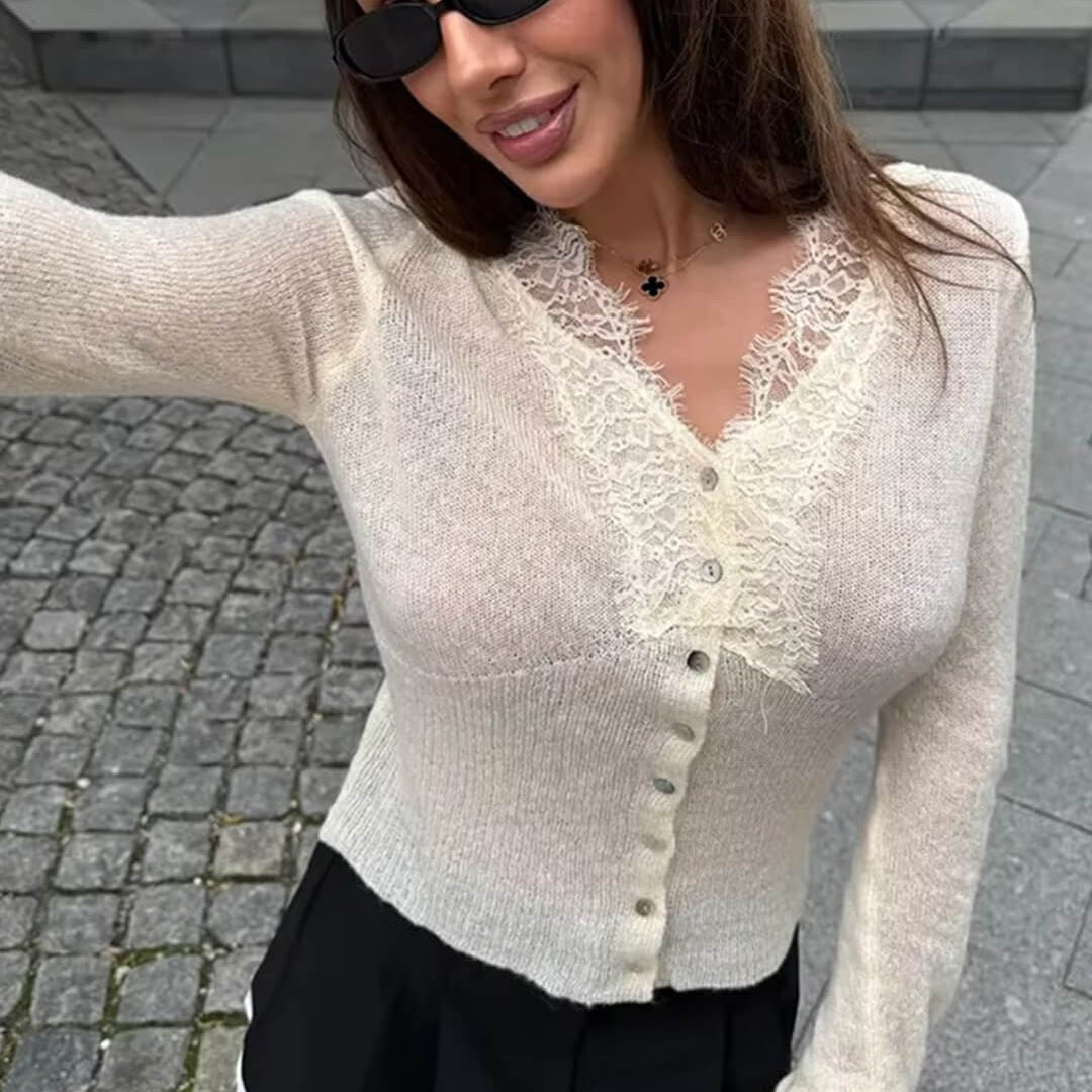 ZEYA - Olive Knitted Lace Cardigan