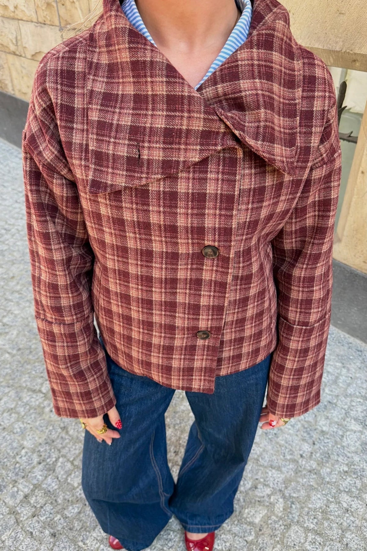 ZEYA - Rachel Plaid Stand Collar Coat