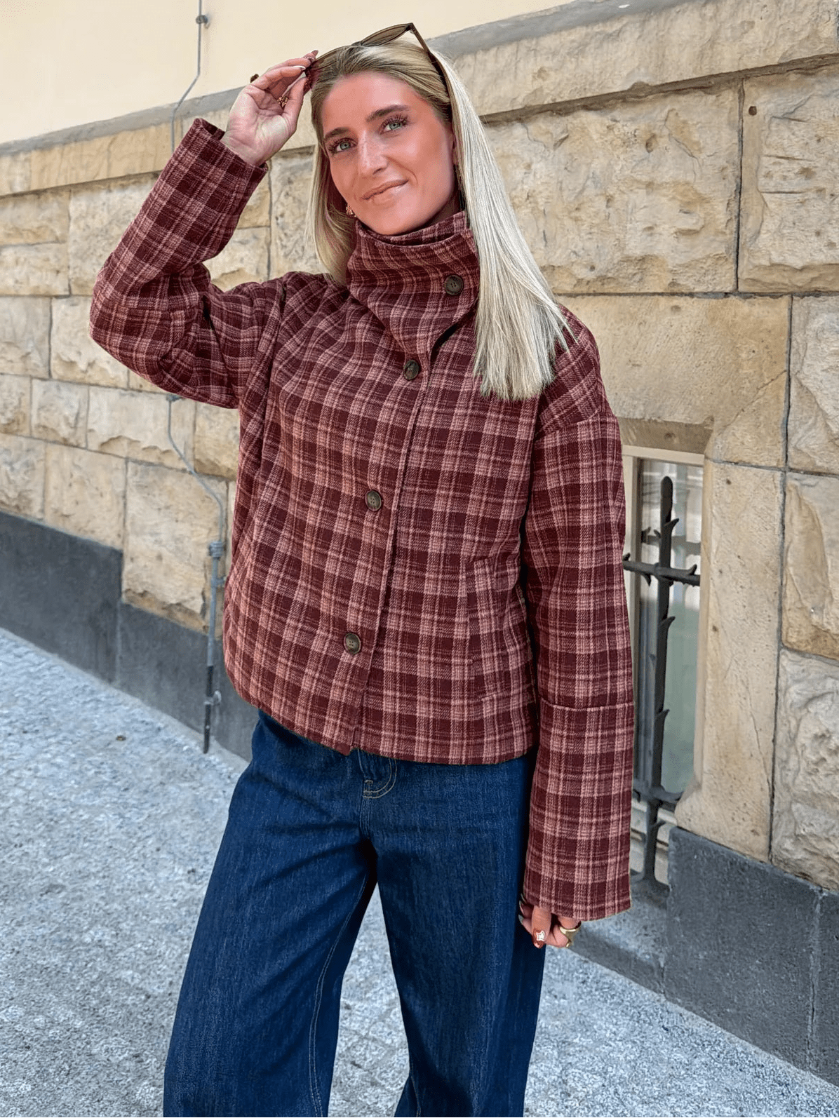 ZEYA - Rachel Plaid Stand Collar Coat