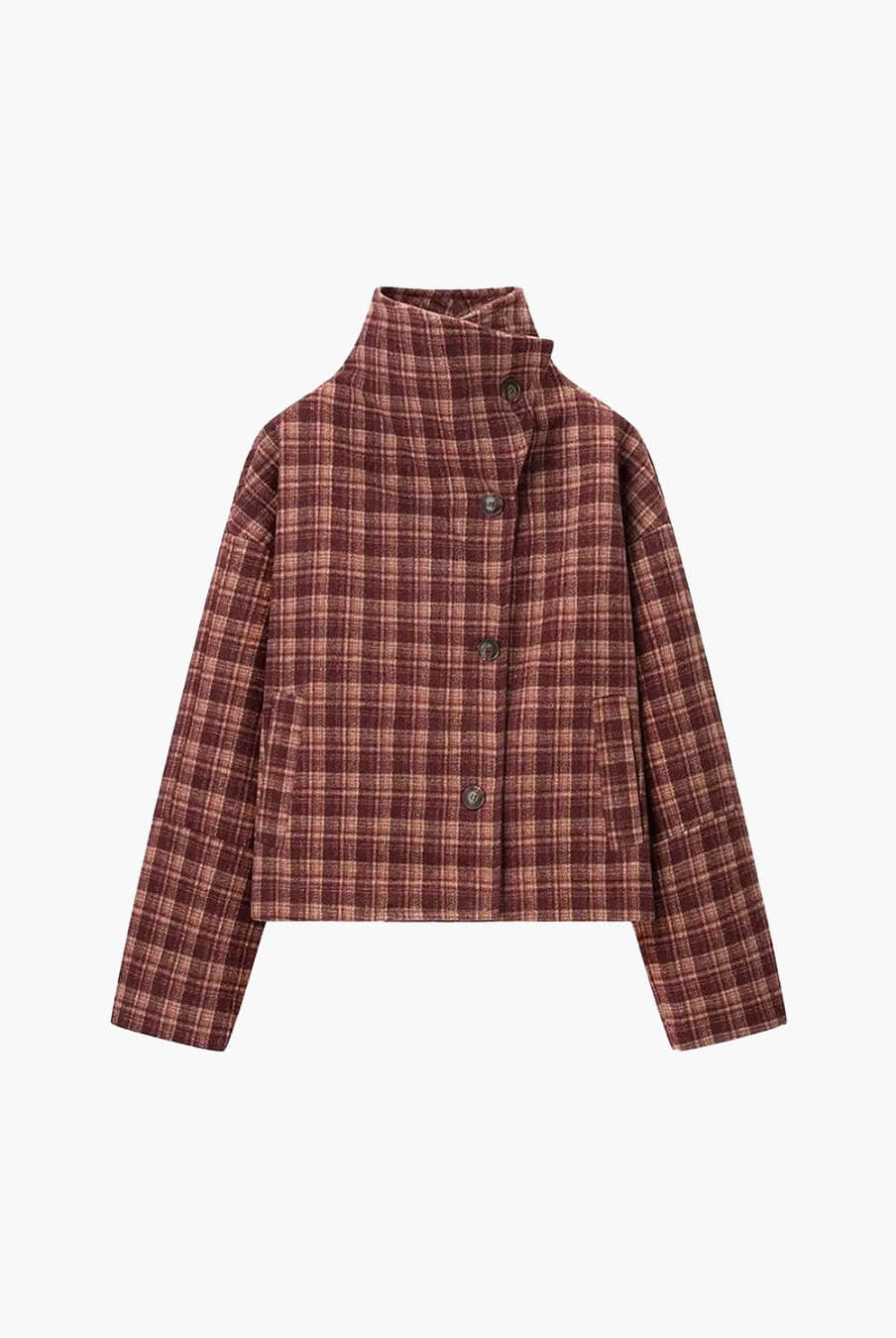 ZEYA - Rachel Plaid Stand Collar Coat