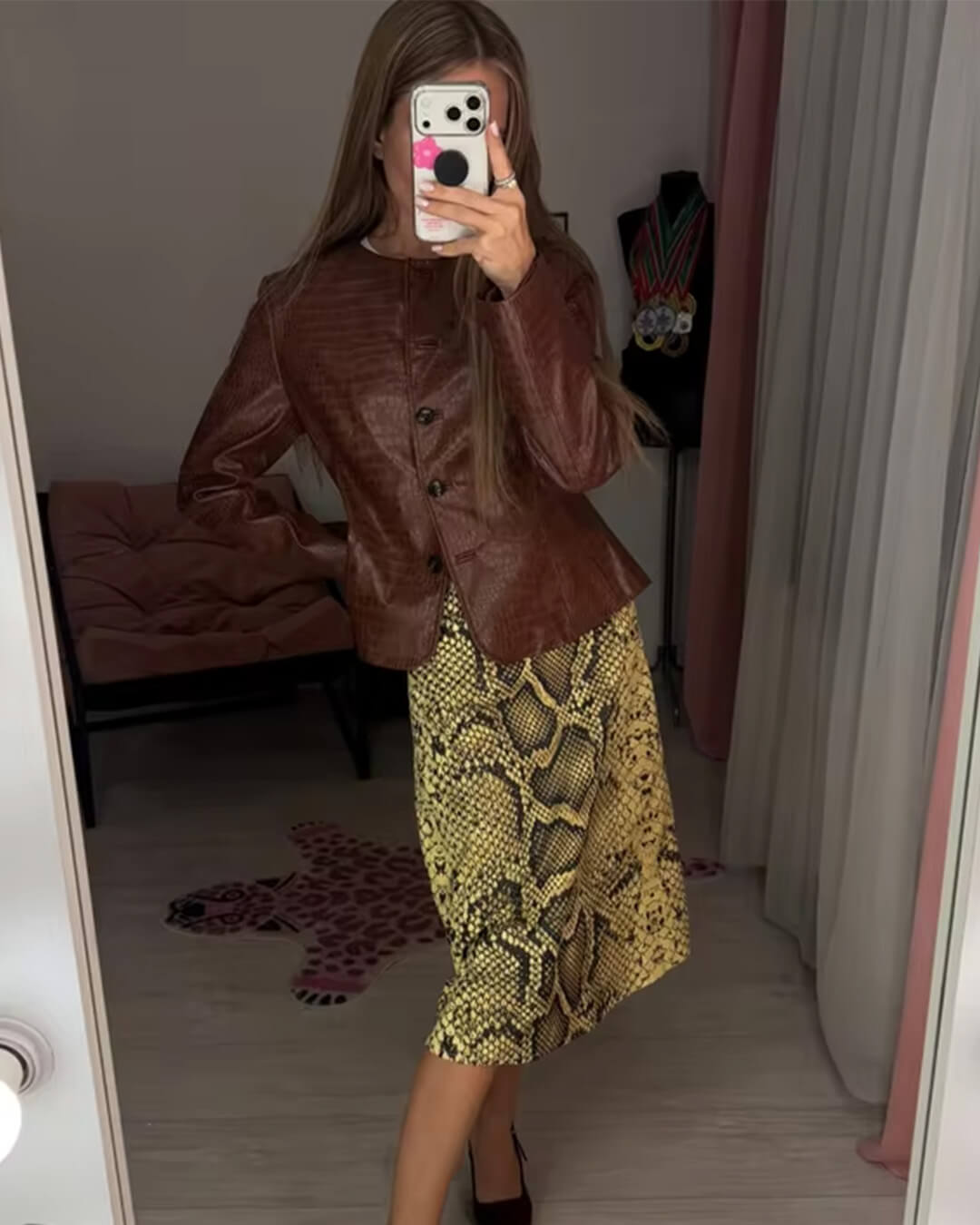 ZEYA - Ruth Croc Embossed Faux Leather Jacket