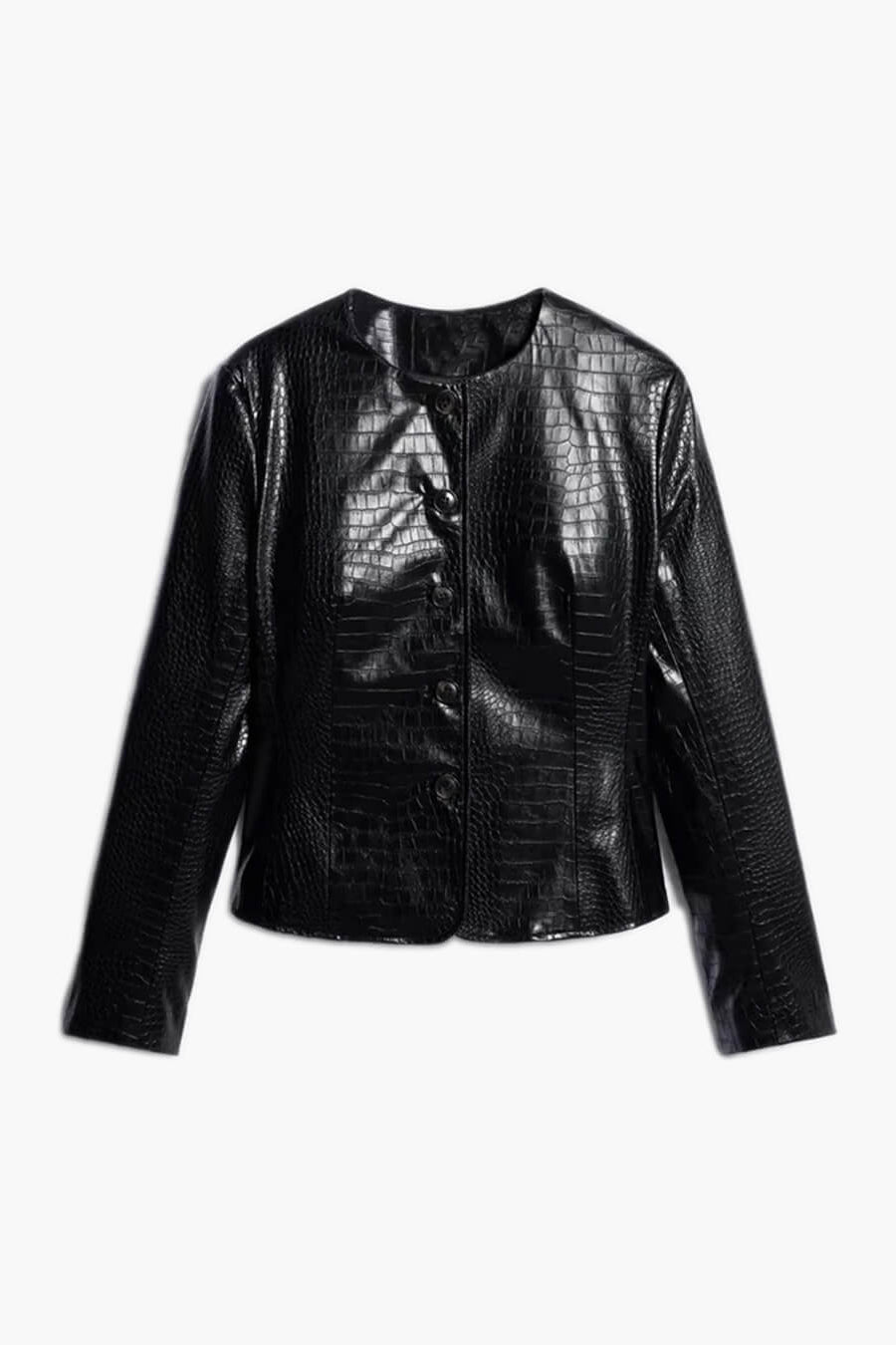 ZEYA - Ruth Croc Embossed Faux Leather Jacket