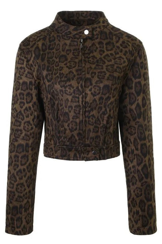 ZEYA - Sarah Coral Leopard Cropped Jacket