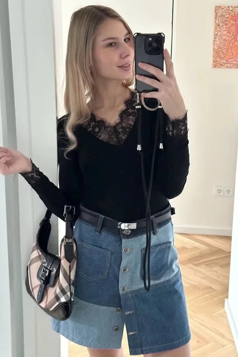 ZEYA - Sarah Lace V-Neck Casual Top