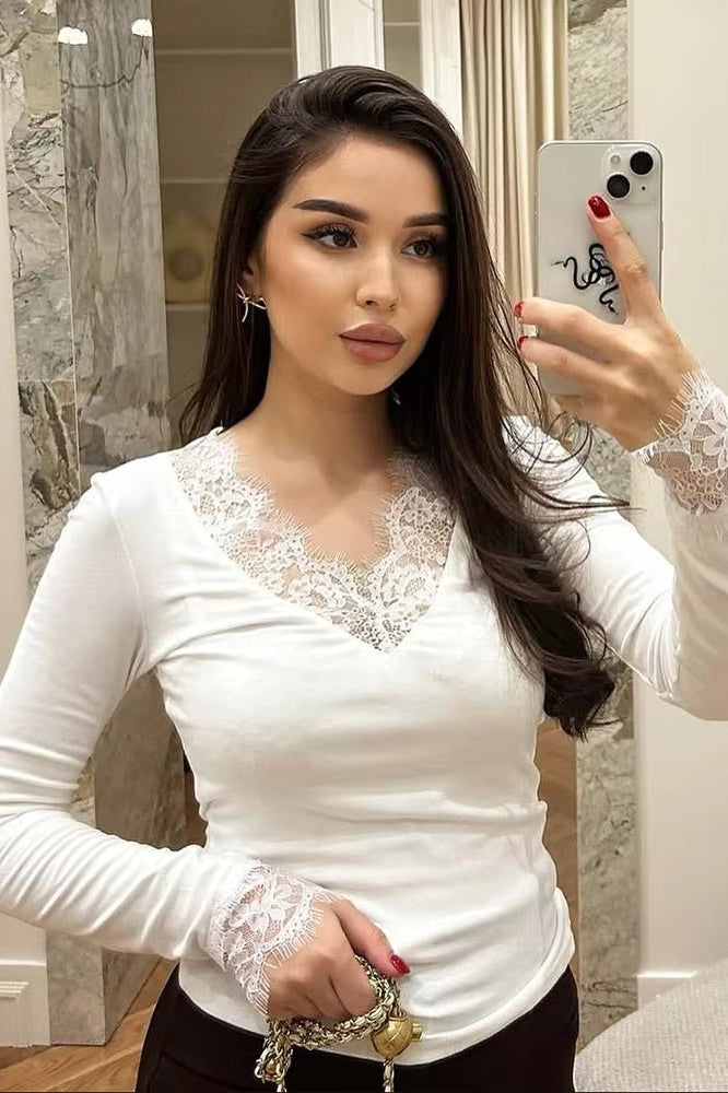 ZEYA - Sarah Lace V-Neck Casual Top