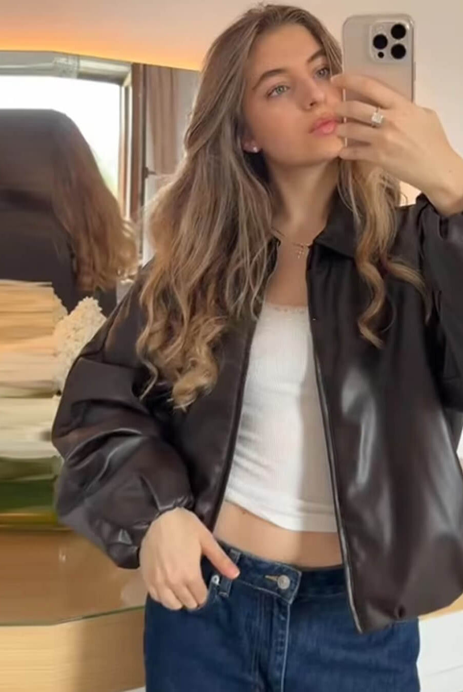 ZEYA - Sienna Faux Leather Bomber Jacket