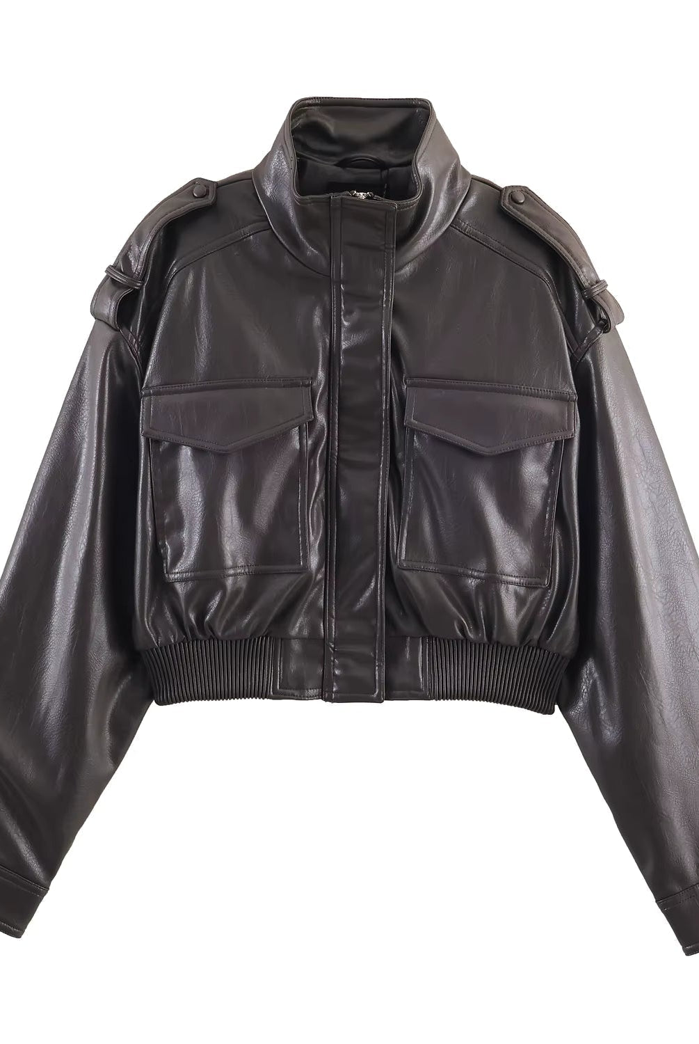 ZEYA - Sofia Faux Leather Bomber Jacket