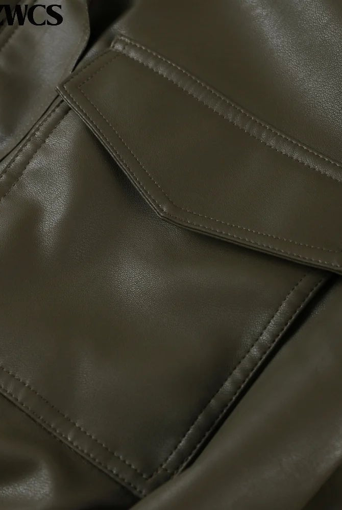 ZEYA - Sofia Faux Leather Bomber Jacket