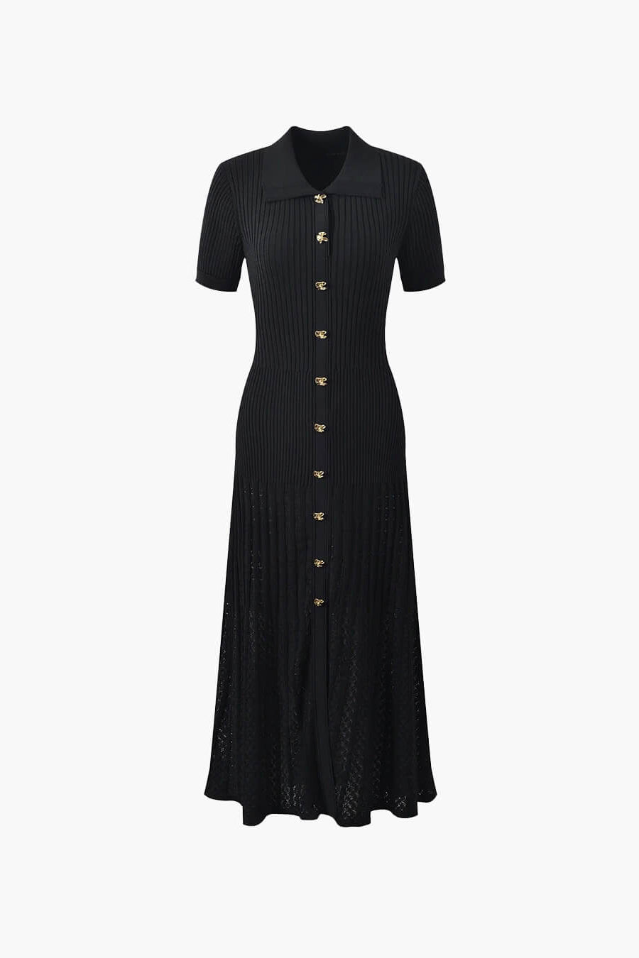 ZEYA - Sophia Ribbed Knit Polo Maxi Dress