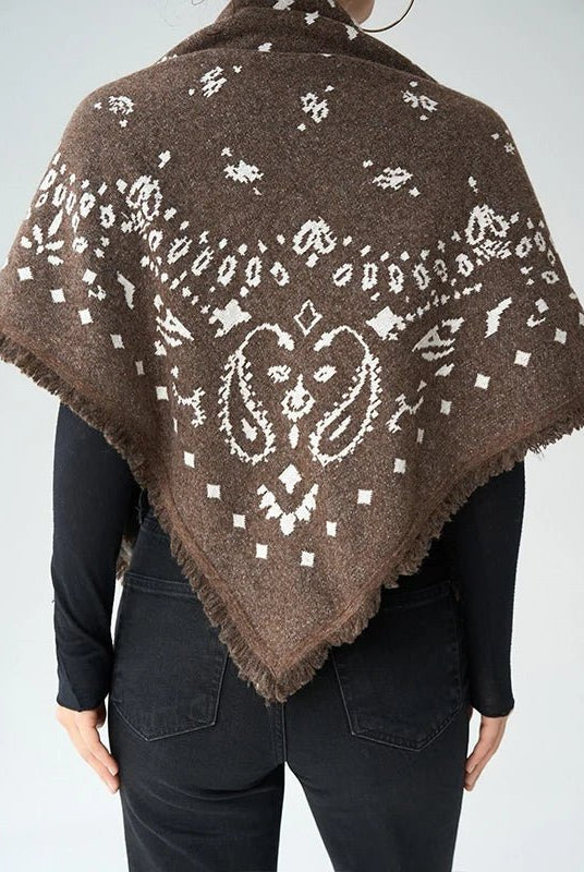 ZEYA - Terry Knitted Fringed Square Scarf