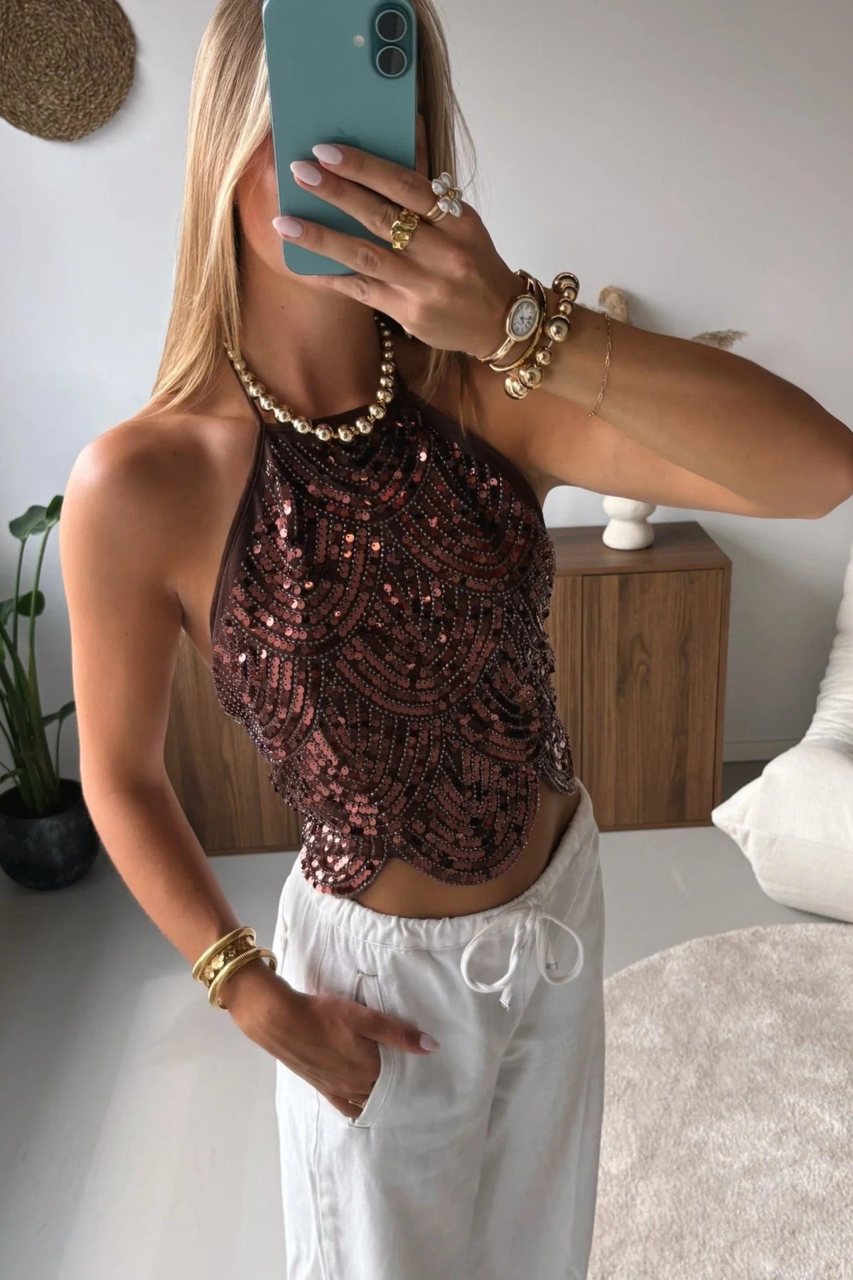 ZEYA - Valerie Sequin Halter Top