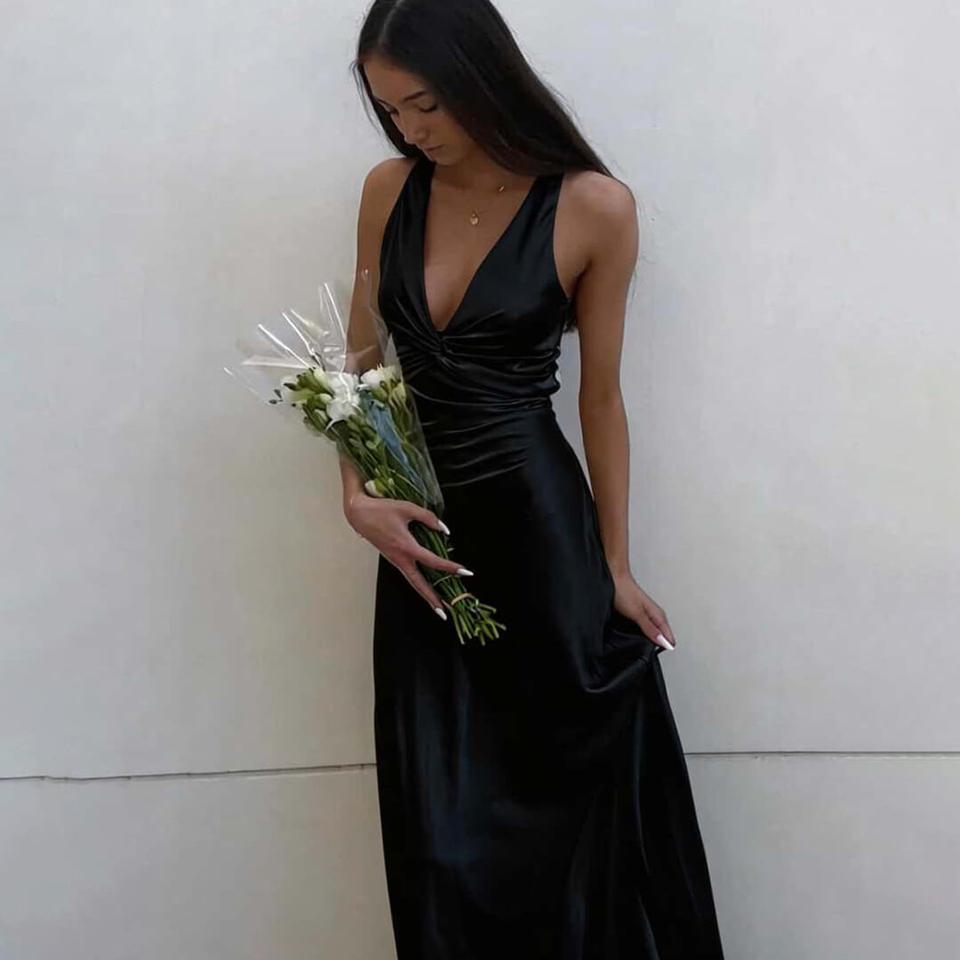 ZEYA - Venus Satin Open Back Maxi Dress