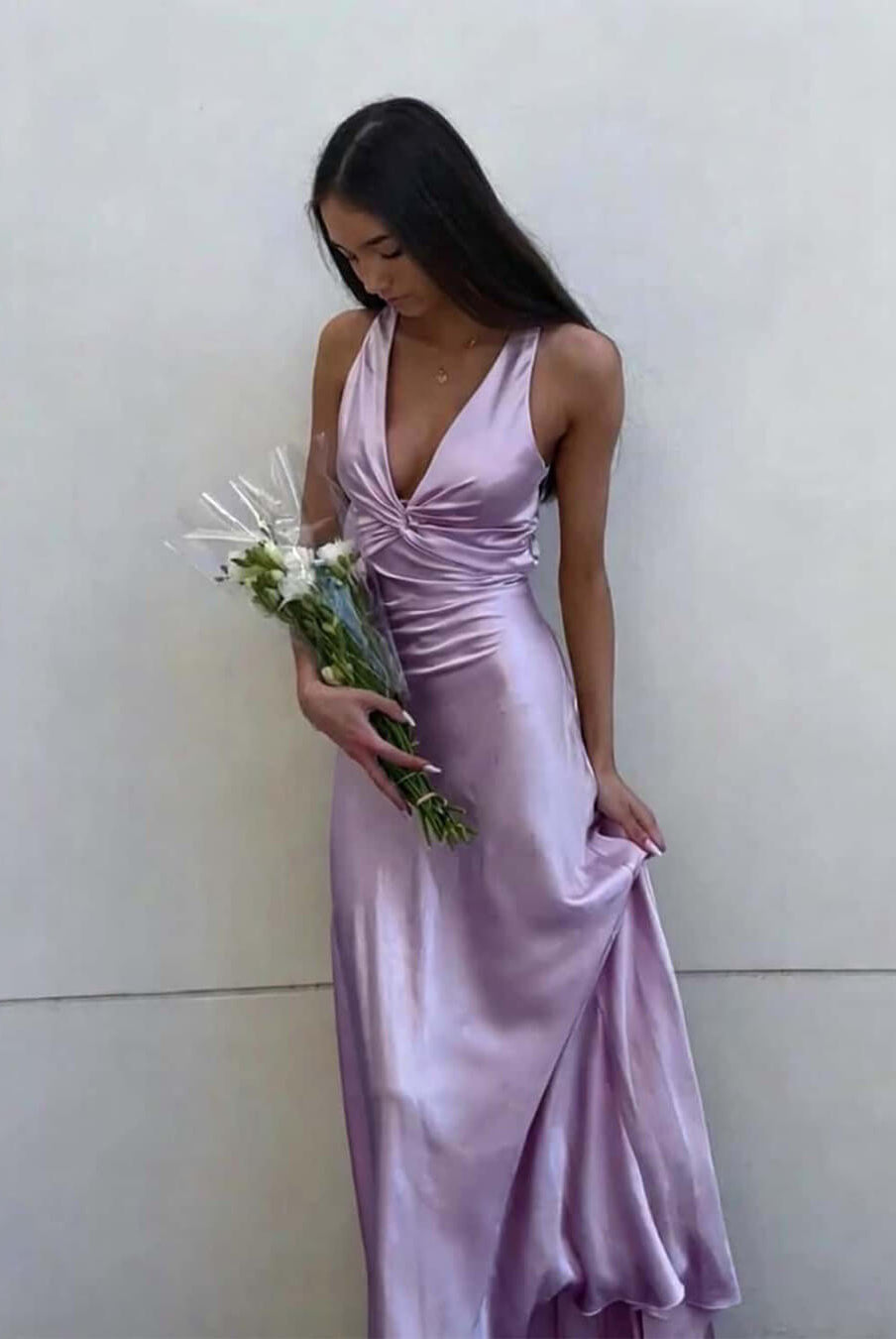 ZEYA - Venus Satin Open Back Maxi Dress