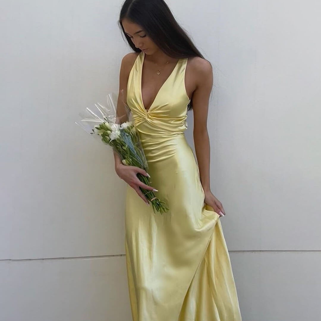 ZEYA - Venus Satin Open Back Maxi Dress