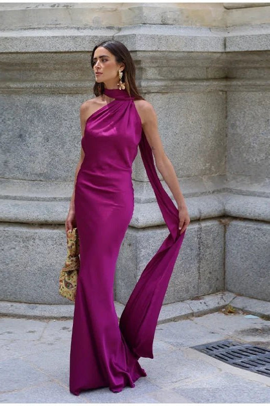 ZEYA - Vivienne Satin Ribbon Backless Evening Gown