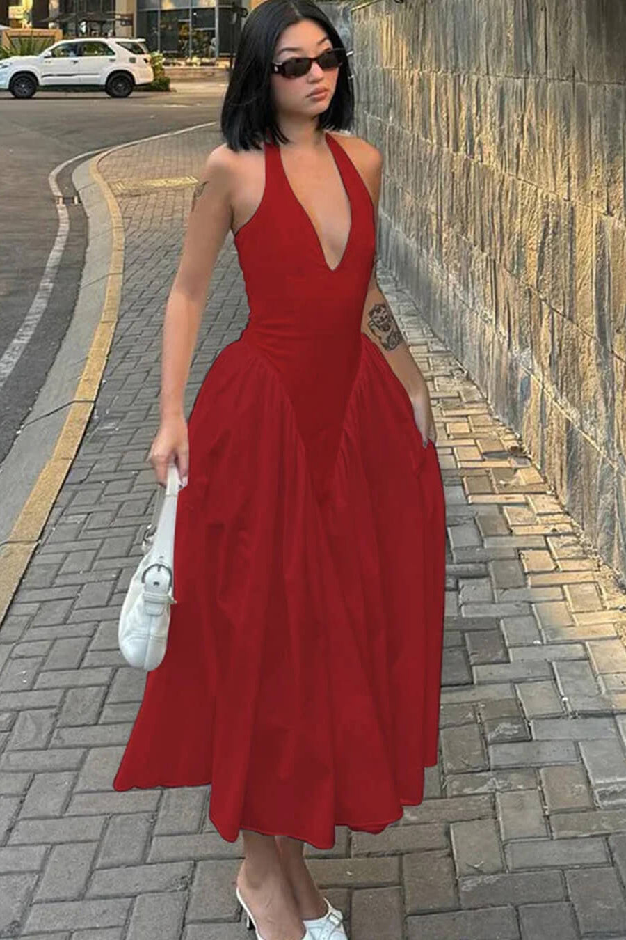ZEYA - Ximena Deep Neck Maxi Dress