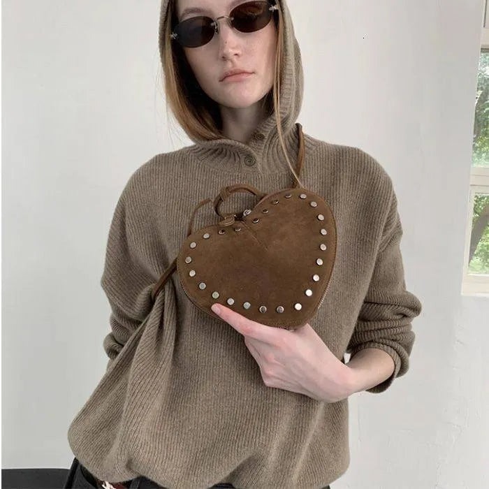 Esther Vintage Crossbody-Tasche aus Kunstveloursleder