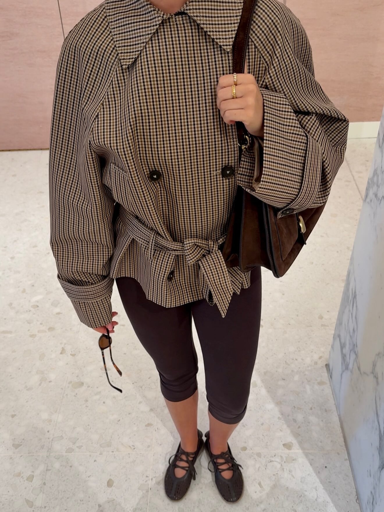 Melissa Karierter Trenchcoat mit Gürtel
