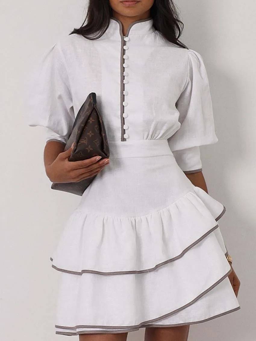 Sofia Patchwork Rollkragen Mini-Kleid