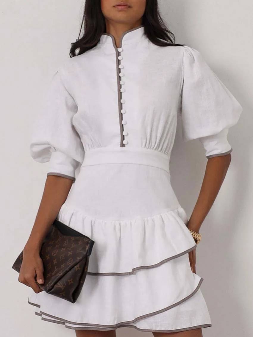 Sofia Patchwork Rollkragen Mini-Kleid