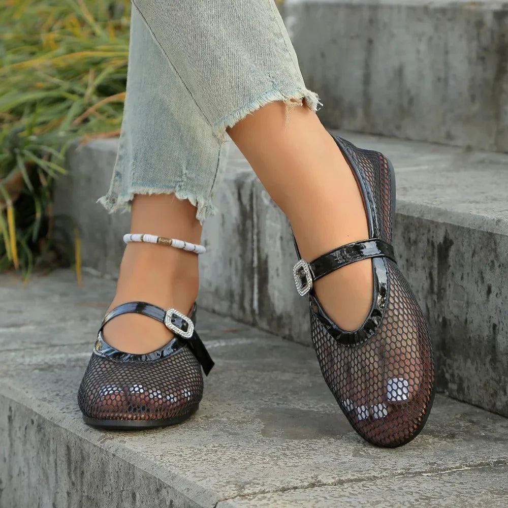 Kenza Mesh Mary Jane Ballet Flats