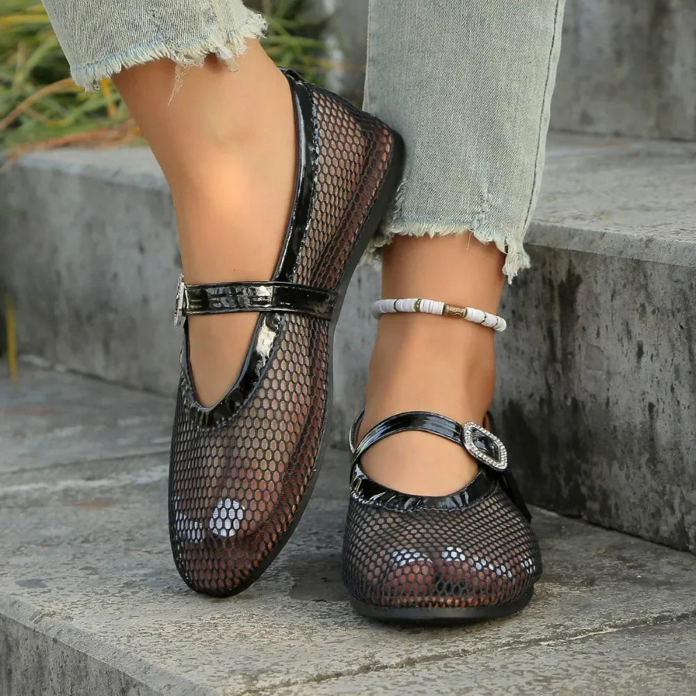 Kenza Mesh Mary Jane Ballet Flats