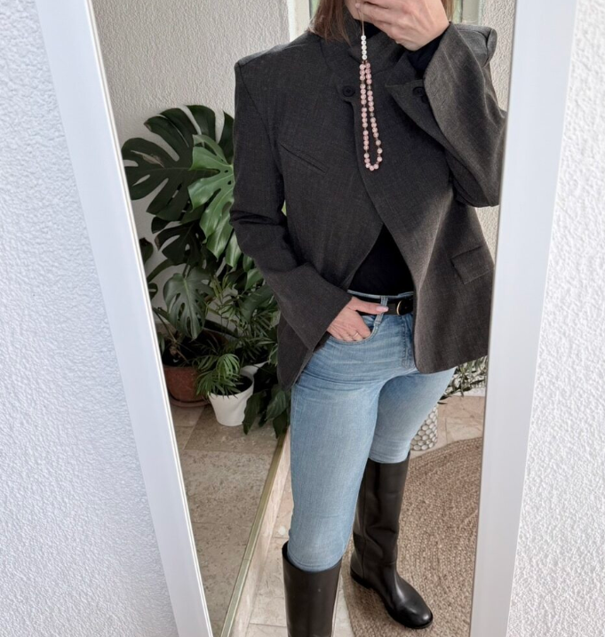 Melanie Karo-Blazer mit Stehkragen