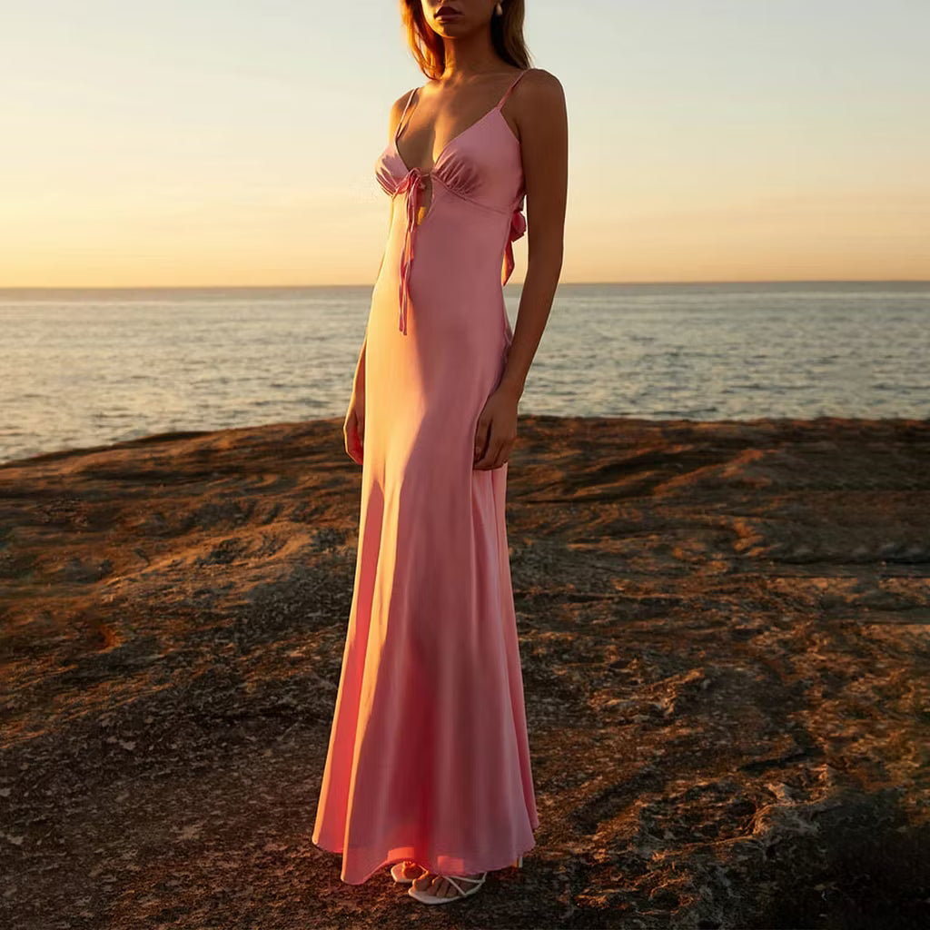 Bianca Cutout seidiges Cami Maxi Kleid