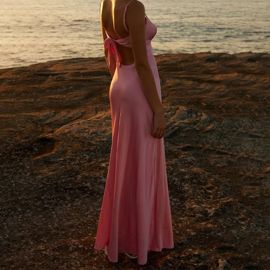 Bianca Cutout seidiges Cami Maxi Kleid