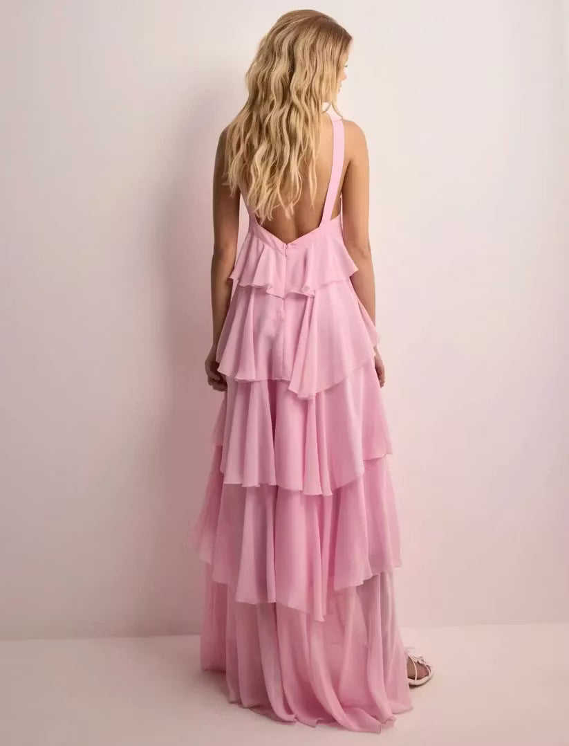 Jasmine Ruffle Backless Maxi Dress