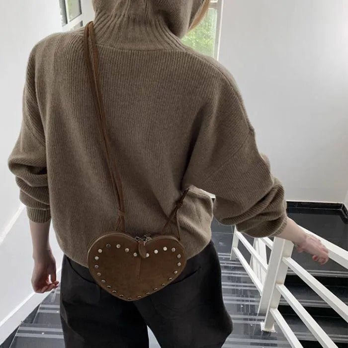 Esther Vintage Crossbody-Tasche aus Kunstveloursleder