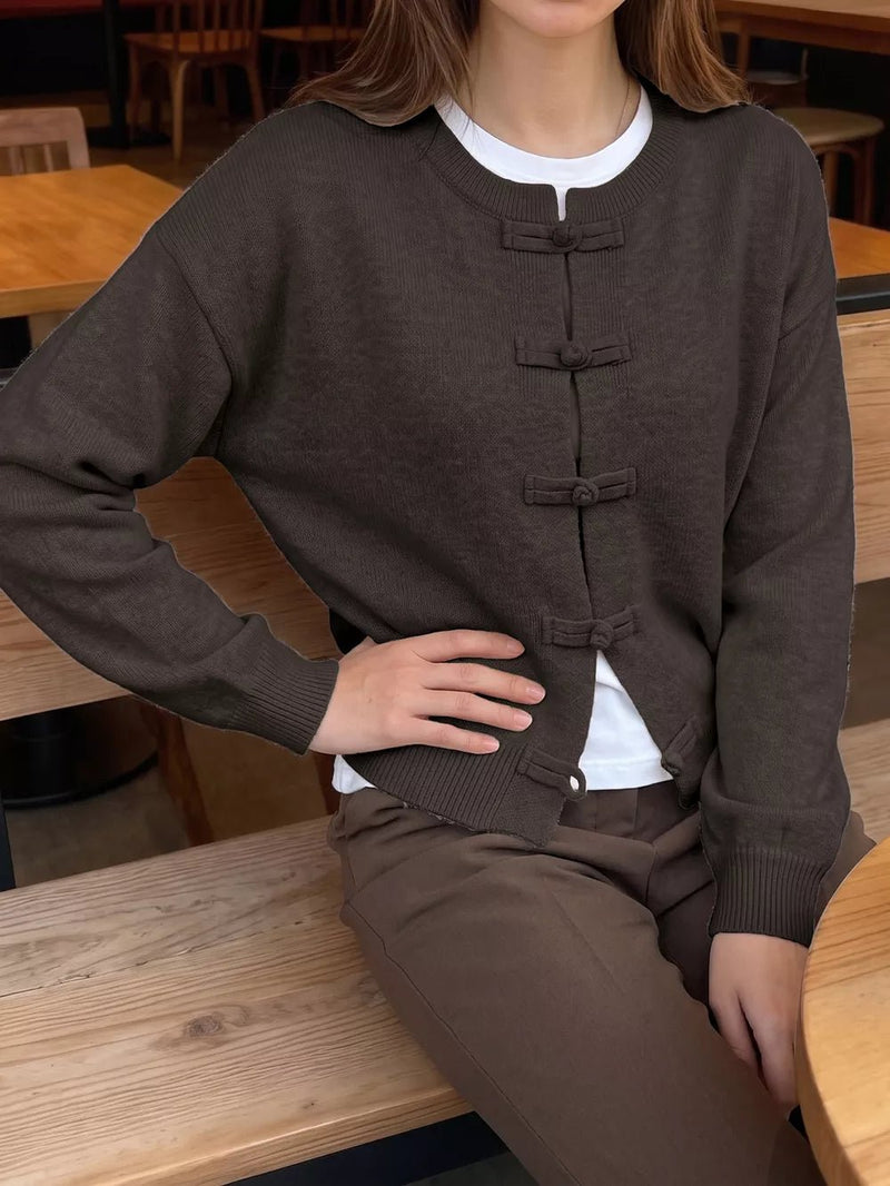 ZEYA - Angela Frog Knots Knitted Cardigan