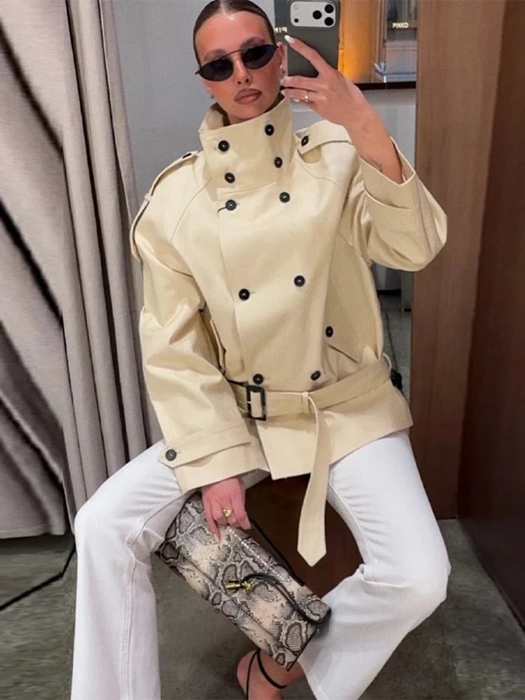 Ella Tailored Stand Collar Trench Coat