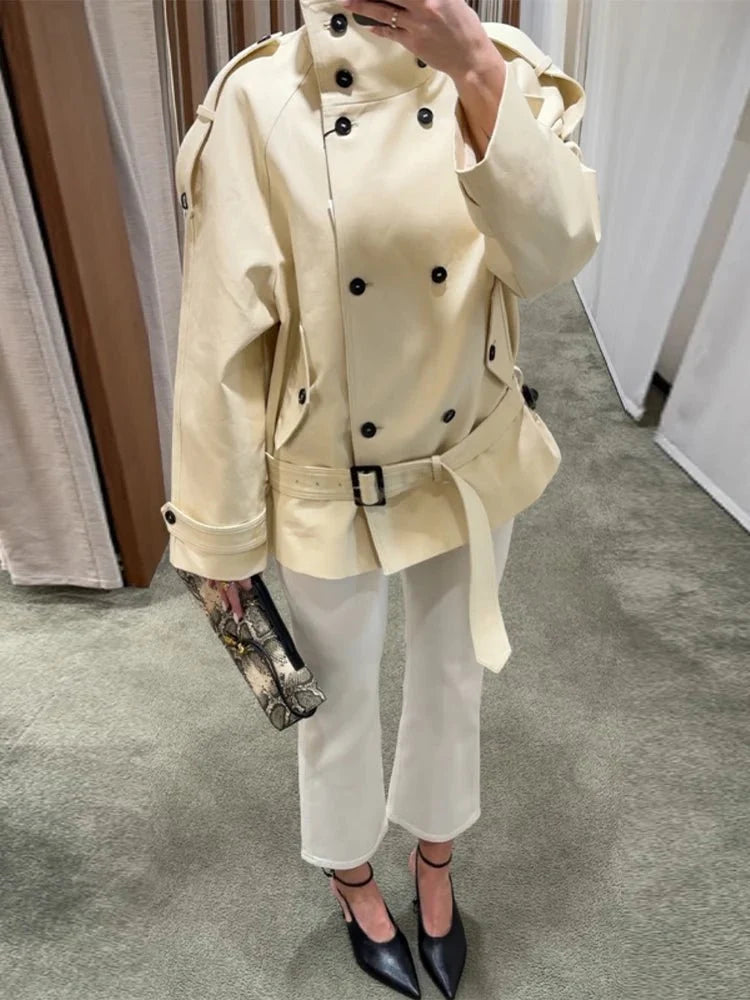 Ella Tailored Stand Collar Trench Coat