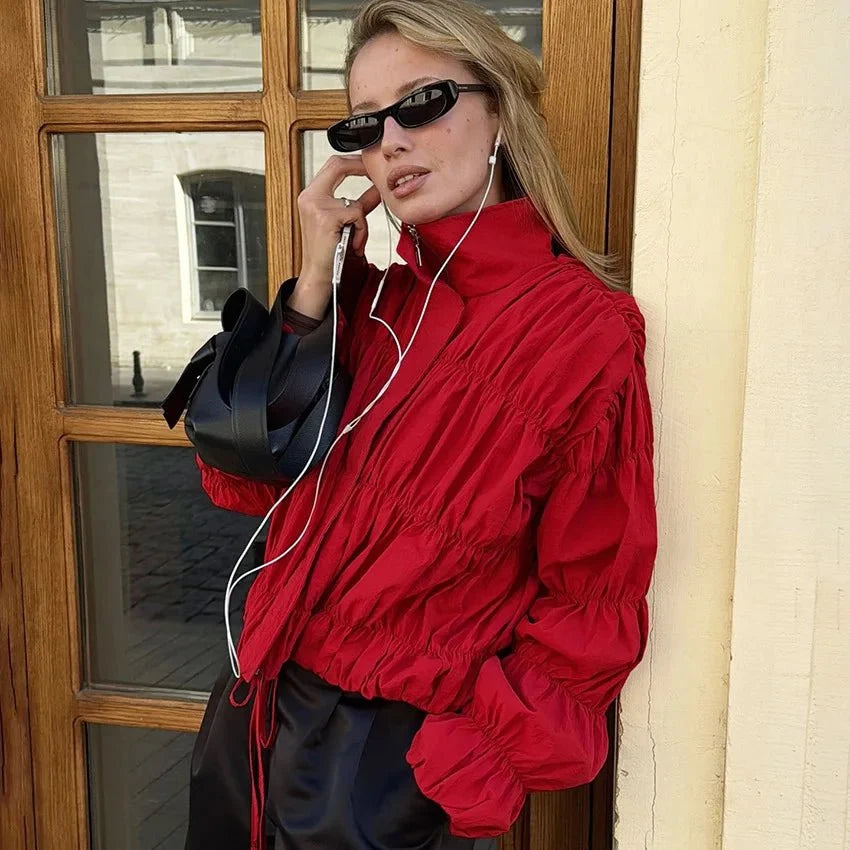 Ellie Jacke mit Raffung und Reißverschluss