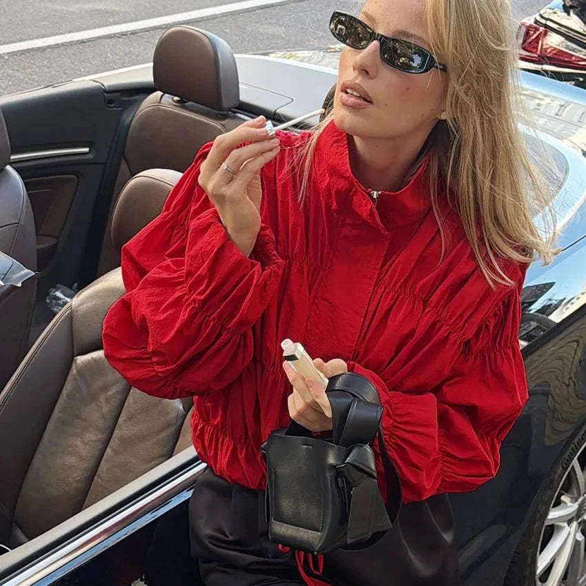 Ellie Jacke mit Raffung und Reißverschluss