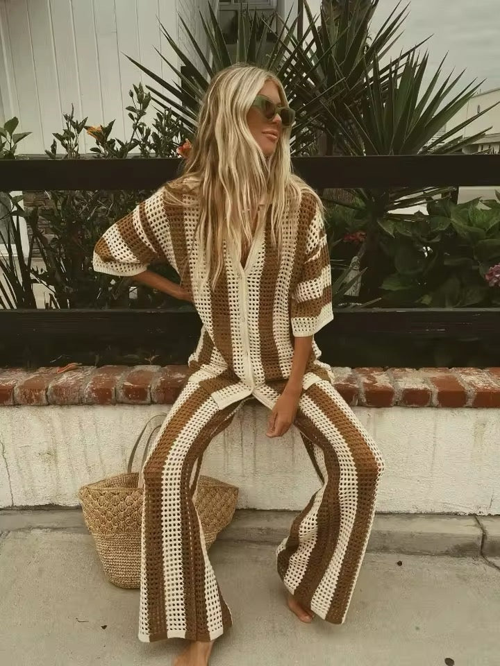 Layla Striped Crochet Co-Ord Set
