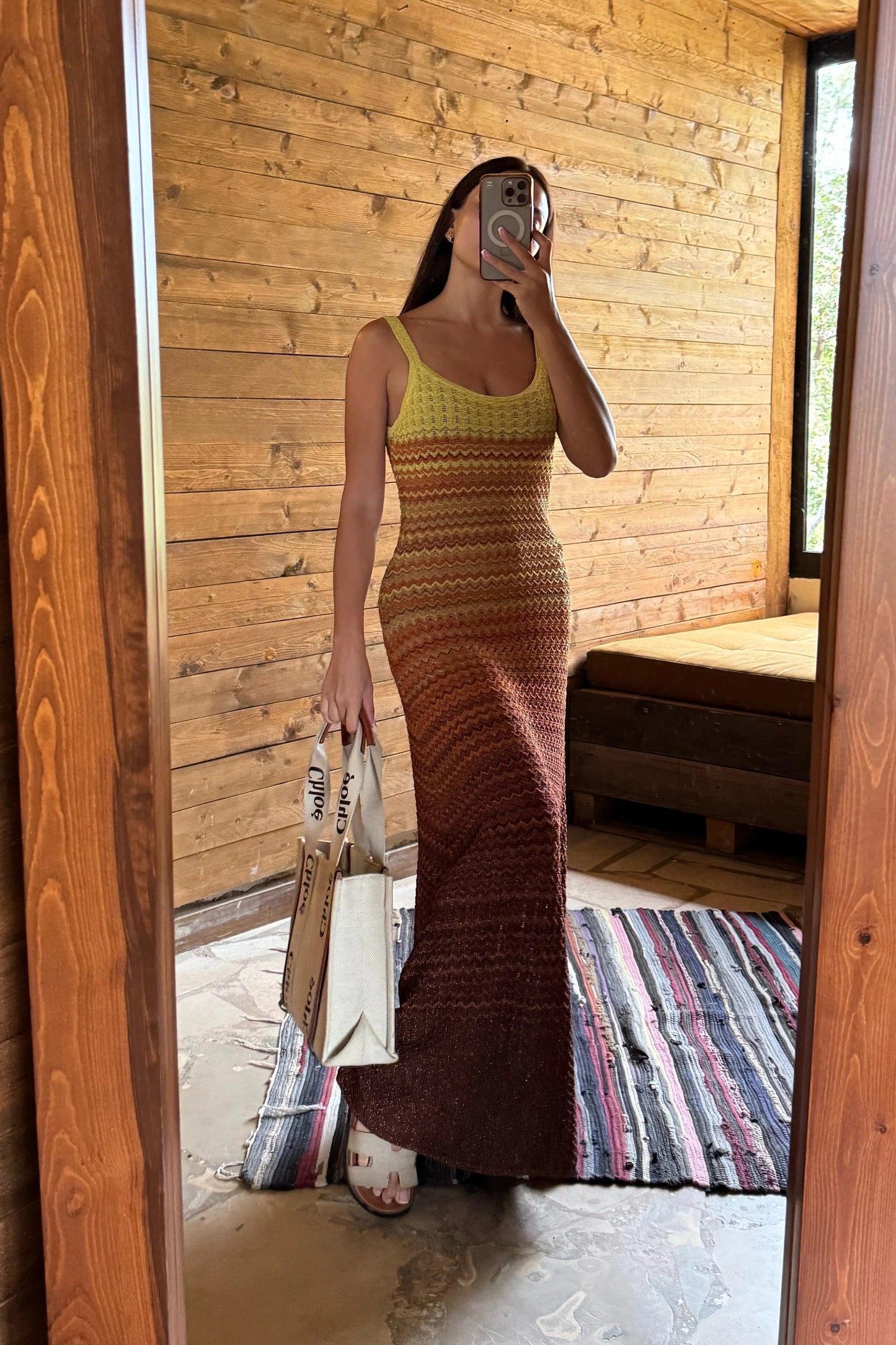 Margot gestricktes Maxi-Kleid Sunset